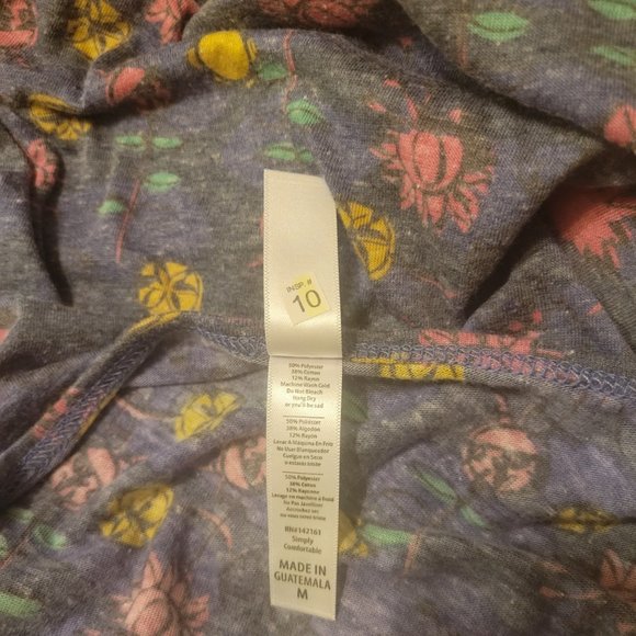 LuLaRoe Classic T Purple with Gold & Pink Flower Blossom Short Sleeve Tee Size L - Picture 4 of 5